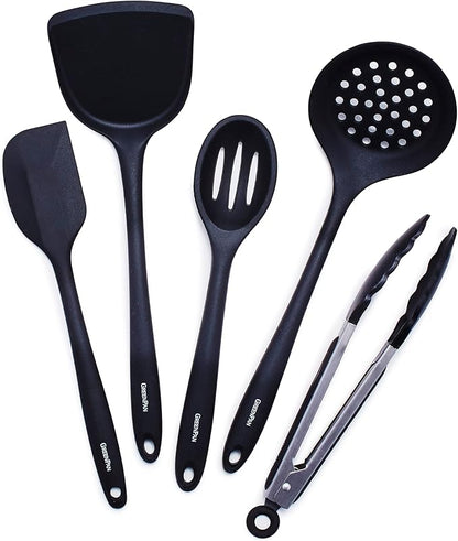 GreenPan 5 Piece Cooking Utensil Set, Flexible Nonstick Silicone, Stain-Free by GreenPan