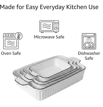 Ceramic Bakeware Set of 4, Deep Rectangular Casserole Dishes - Image 4