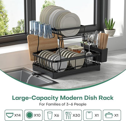 2 Tier Dish Rack, Carbon Steel Dish Drying Rack - Image 2