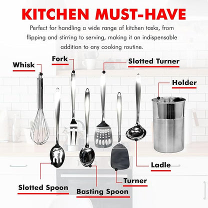 Chef Craft - 8 Piece Stainless Steel Kitchen Utensils Set - Image 4