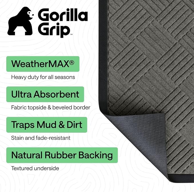GORILLA GRIP 100% Waterproof All-Season WeatherMAX Doormat US Designed Natural - Image 2
