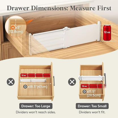 Lifewit 5" Tall 4 Pack Drawer Dividers, 30-47cm/11.5-18.5" Expandable Drawer - Image 3