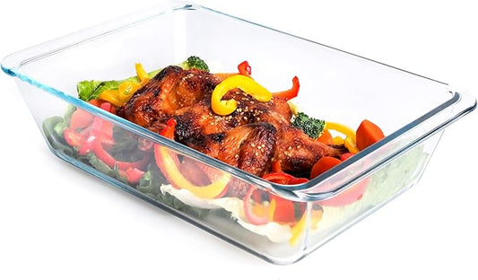 Deep Clear Glass Baking Dish, Rectangular Tempered Glass Baking Pan, The Larger by HUSANMP