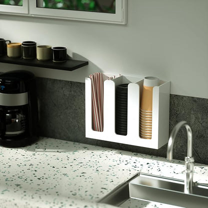Richboom Acrylic Coffee Cup and Lid Storage Organizer Holder, 3 Compartments - Image 7