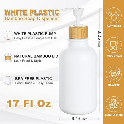 KASUNTING White Soap Dispenser, 2 Pack Plastic Bathroom Hand Soap and Lotion - Image 3