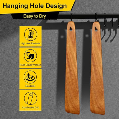 Flat Wooden Spatula for Kitchen Utensil Spurtle Kitchen Tool Turner Teak Wood - Image 4