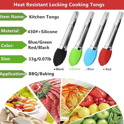 Mini Kitchen Tongs with Silicone Tips, 3-Piece Set, 7-Inch Non-Stick Small - Image 4