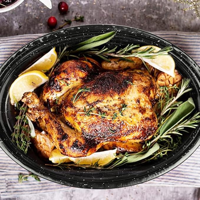 Granite Roasting Pan, 18” Enameled Roasting Pan - Image 6