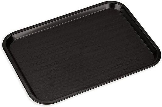 Carlisle FoodService Products Cafe Fast Food Cafeteria Tray with Patterned Surface for Cafeterias, Fast Food, And Dining Room, Plastic, 17.87 X 14 X 0.98 Inches, Black, (Pack of 12)