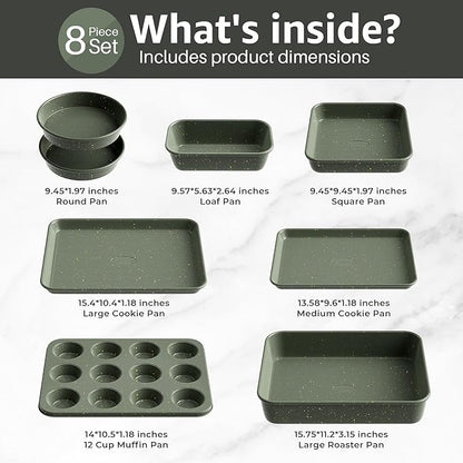 8-Piece Nonstick Bakeware Set, Stackable Oven Pan Set Includes Baking Sheet - Image 3