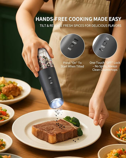 CIRCLE JOY Gravity Electric Salt and Pepper Grinder Set Rechargeable Automatic - Image 5