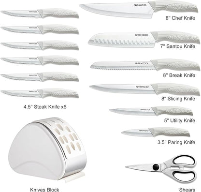 RAXCO Knife Set with Block, 12-Piece Stainless Steel Kitchen Knives - Image 2
