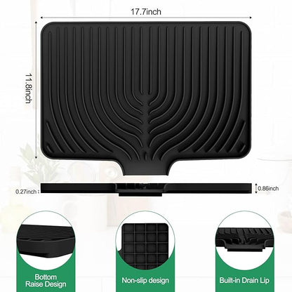 GUUKIN Dish Drying Mat, 17.7" x 11.8 " Drying Matt Kitchen Counter, Non-Slip - Image 3