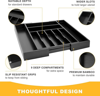 Large Premium Bamboo Silverware Organizer - Image 5