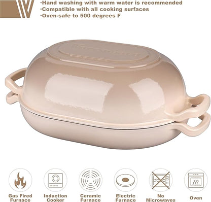VORRINGARD Enameled Cast Iron Sourdough Bread Oven, Dutch Oven, Loaf Cast Iron - Image 3