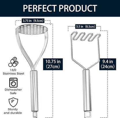 18/0 Stainless Steel Potato Mashers, 10.7-in Kitchen Masher Tool - Image 4