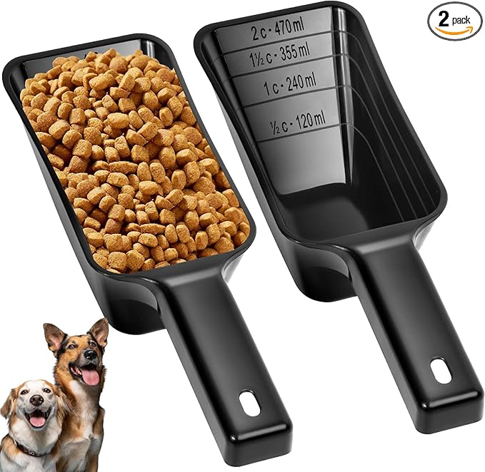 2 Cup Dog Food Scoop, Plastic Pet Food Scoop by Aosnare