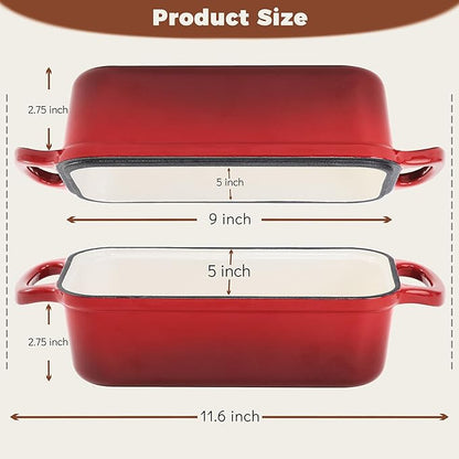 Cast Iron Bread Loaf Pan with Lid, 2 In 1 Loaf Pans - Image 2
