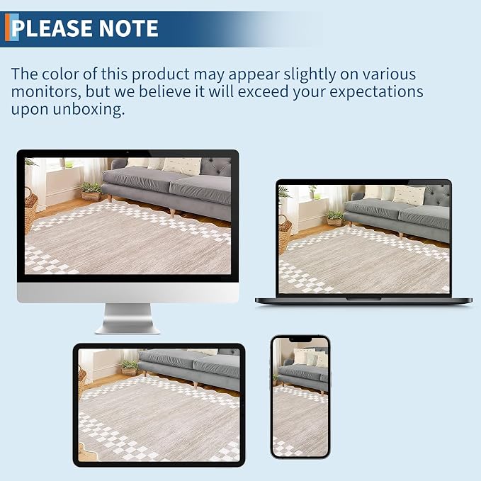 GarveeHome 10x13 Area Rug Large Living Room Scalloped Rug Non Slip Low Pile - Image 9