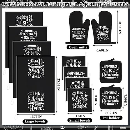 12 Pcs Farmhouse Kitchen Decor and Accessories Sets 4 Black Kitchen Towels 4 - Image 3