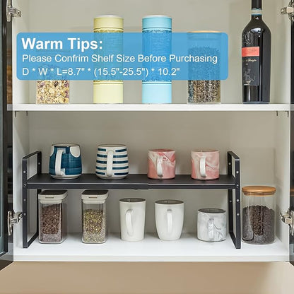 15.5 to 25.5 Inch Kitchen Cabinet Shelf Organizers, Adjustable Kitchen Counter - Image 4