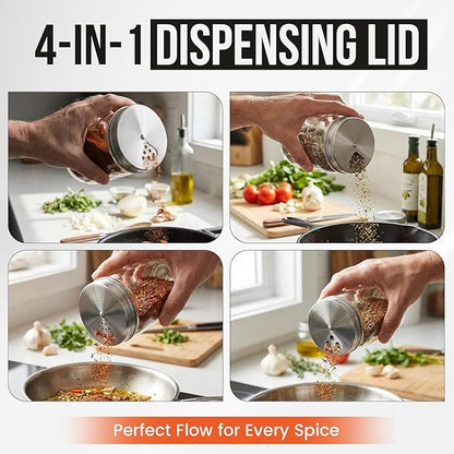 Mason Jar Spice Shaker Lids Stainless Steel – 6 Pack Adjustable Spice Lids - Image 3