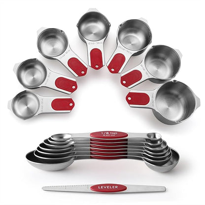 Spring Chef Magnetic Measuring Cups & Spoons Set, Strong N45 Magnets, Heavy by SpringChef