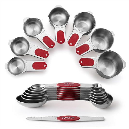 Spring Chef Magnetic Measuring Cups & Spoons Set, Strong N45 Magnets, Heavy by SpringChef