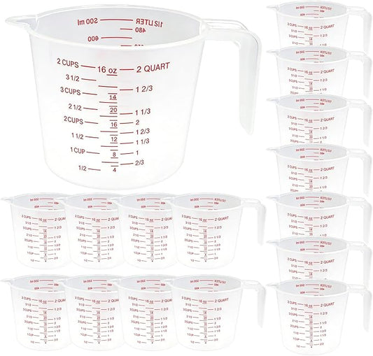 16 Pcs 2 Cup Capacity Plastic Measuring Cup, 16 Oz/500 ml Clear Graduated by Unknown