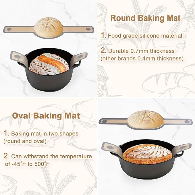 Bread Making Tools and Supplies, inclued Round Baking Mat and Oval Baking Mat - Image 6