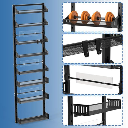 coobest 8-Tier Over the door Spice Rack Organizer, Large Heavy Duty Metal Wall - Image 9