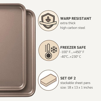 HAPPIELS Nonstick Baking Sheet Set of 2 | PFOA & BPA Free Non Toxic Carbon - Image 6