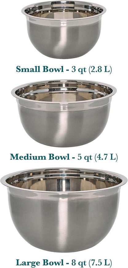 Chicago Metallic Stainless Steel Bowls, Versatile Nesting Mixing Bowls - Image 2