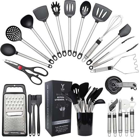 Silicone Kitchen Utensils Set 33 PCS Heat Resistant Food Grade Silicone by Unknown