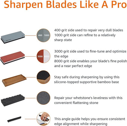 Amazon Basics Whetstone Knife Sharpening Stone Set, Double-sided 400/1000 and - Image 5