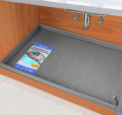 SIKADEER 34" x 19" Under Sink Mat Waterproof, Silicone Mat Kitchen Drawer Shelf by SIKADEER