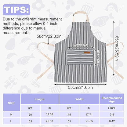 2 Pack Stripes Kids Apron, Kids Cooking Aprons - Image 2