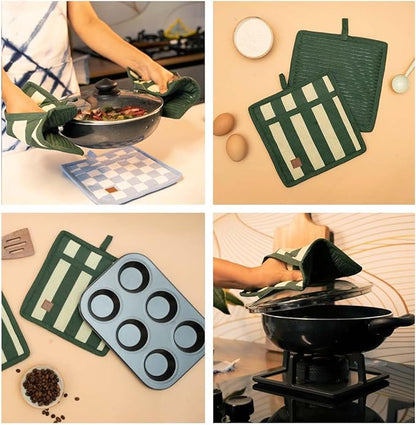 Folkulture Pot Holders for Kitchen | Pack of 2 Ribbed Soft Silicone Hot Pads - Image 7
