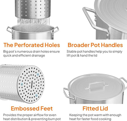 Bonnlo 30QT Aluminum Stock Pot for Boiling Seafood, Crawfish & Crab, Frying - Image 5