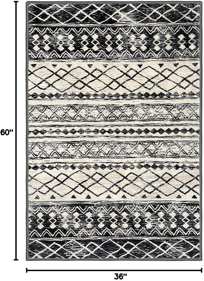 KUTA Boho Moroccan 3x5 Rugs for Entryway, Ultra Soft Distressed Geometric Print - Image 2
