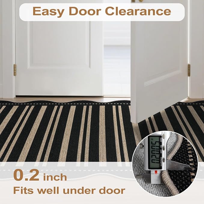 Striped Easy Jute Front Door Mat, 2.6x4 Washable Entryway Rug Non Slip Small - Image 6