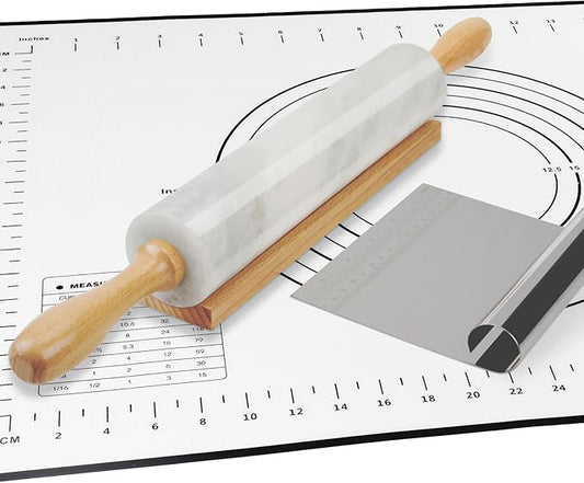 Koville African Natural Marble Rolling Pin, Non-Stick Polished Dough Roller by Koville