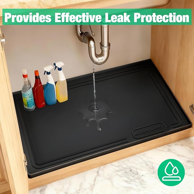 Aisslro Under Sink Mat 25" X 19", Waterproof Silicone Under Sink Mats - Image 4