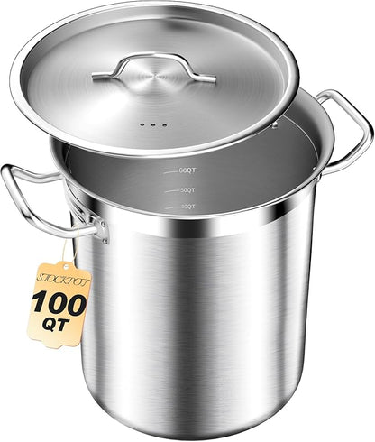 STOCKPOT Extra-Large Stainless Steel Stock Pot – Commercial Heavy Duty Soup Pot by STOCKPOT
