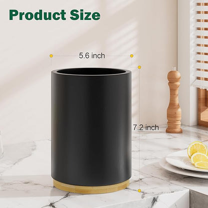 Black Utensil Holder Wood Kitchen Utensil Holder - Image 2