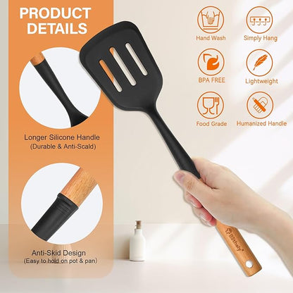 Large Silicone Cooking Utensils Set, Heat Resistant Silicone Utensils - Image 4