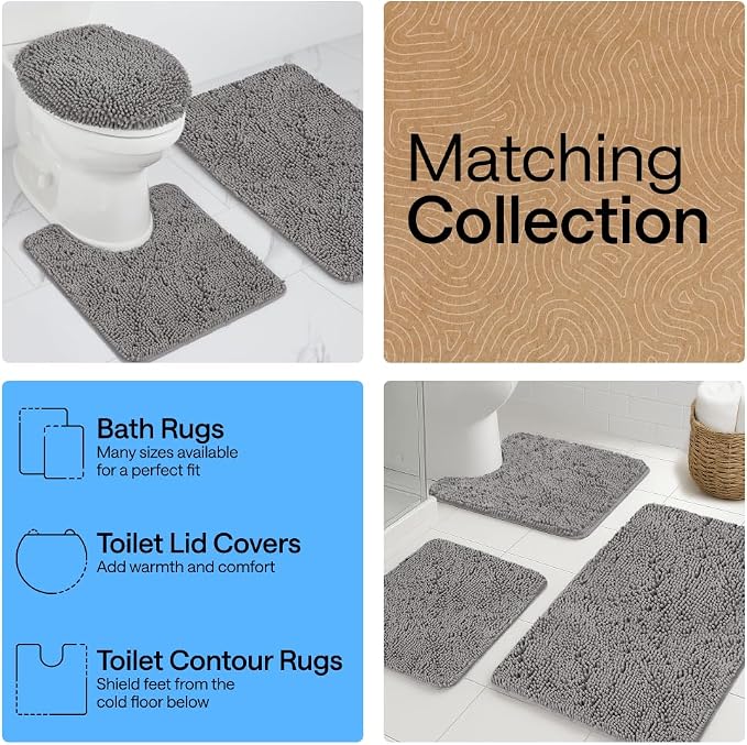 GORILLA GRIP Bath Rug Mat 48x24, Thick Soft Absorbent Chenille, Quick Dry - Image 8