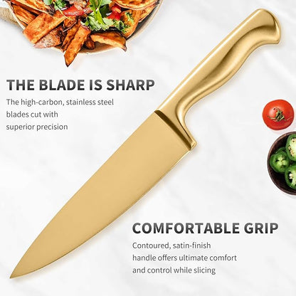 15-Piece Gold Kitchen Knife Block Set - Image 4