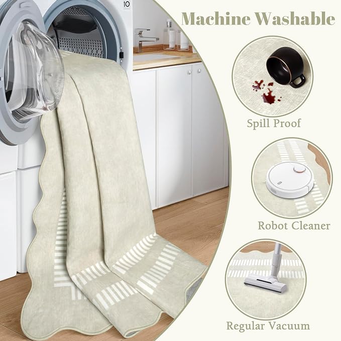 Washable 3x5 Indoor Entryway Rug, Neutral Beige Soft Non Slip Rugs Stain - Image 4