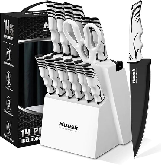 Huusk Knife Block Set with Sharpener by HuuskKnife